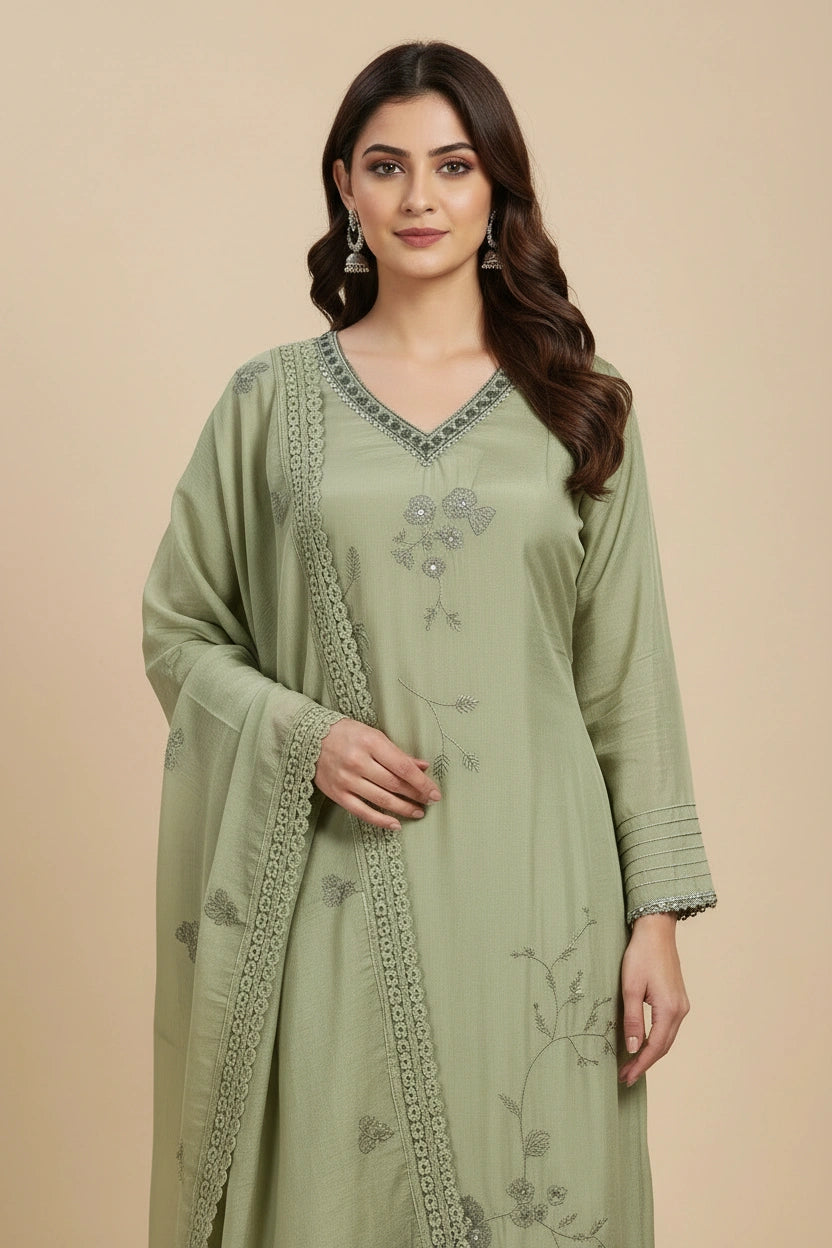 Refined Muslin Straight Suit - Rangoli Sarees