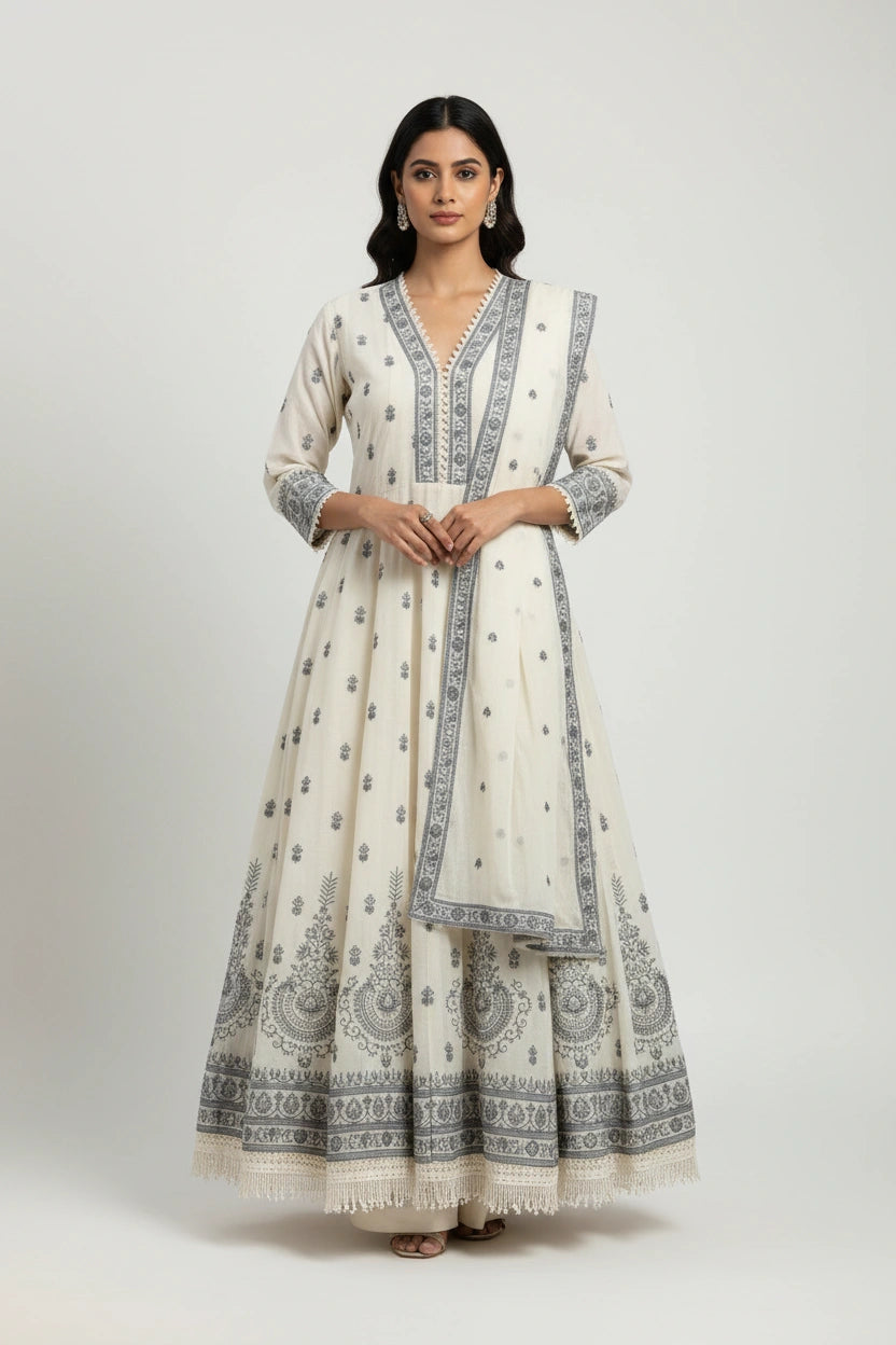 Flattering Cotton A-Line Suit - Rangoli Sarees