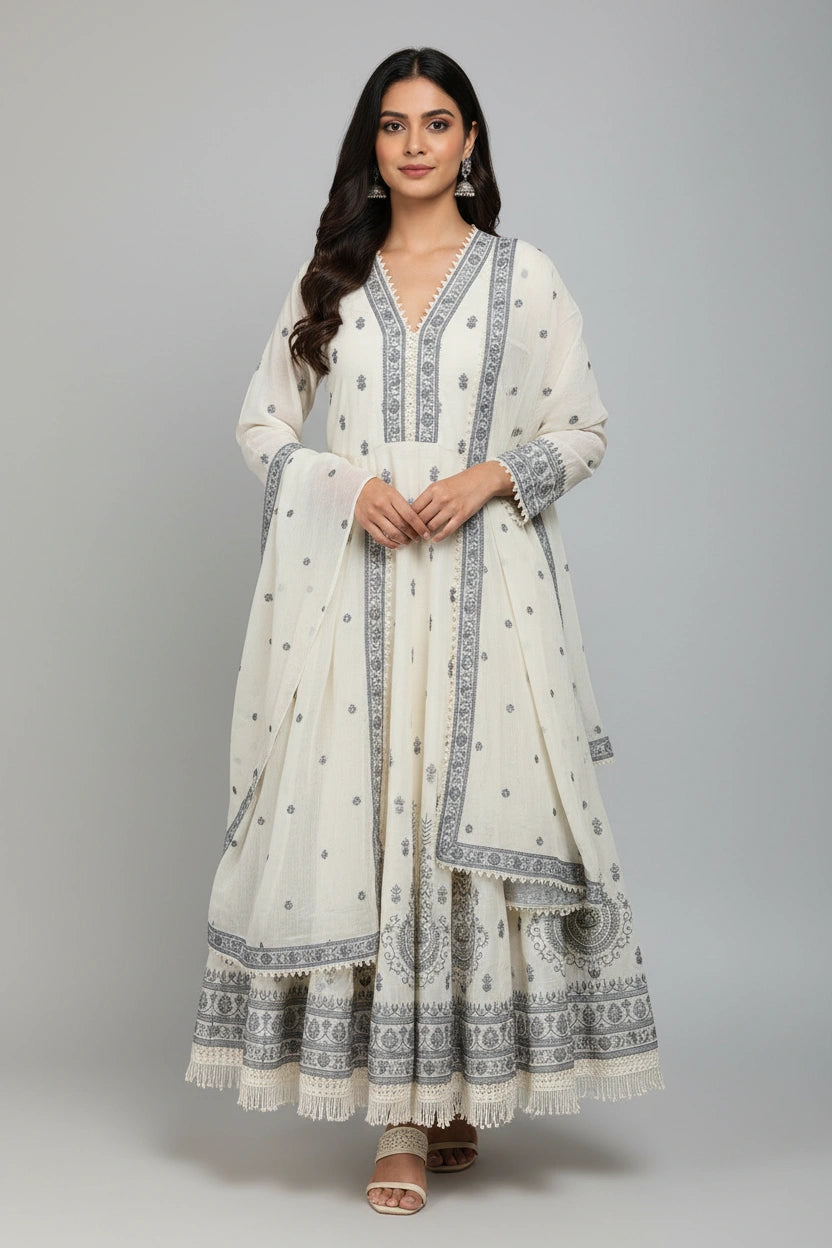 Flattering Cotton A-Line Suit - Rangoli Sarees
