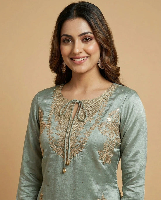 Tissue Sharara Suit with Resham Embroidery