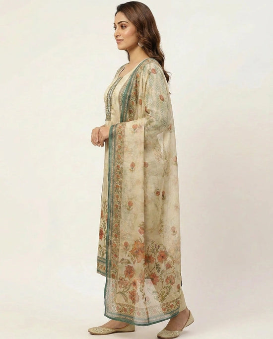 Straight-Cut Tissue Straight Suit for Women - Festive Wear