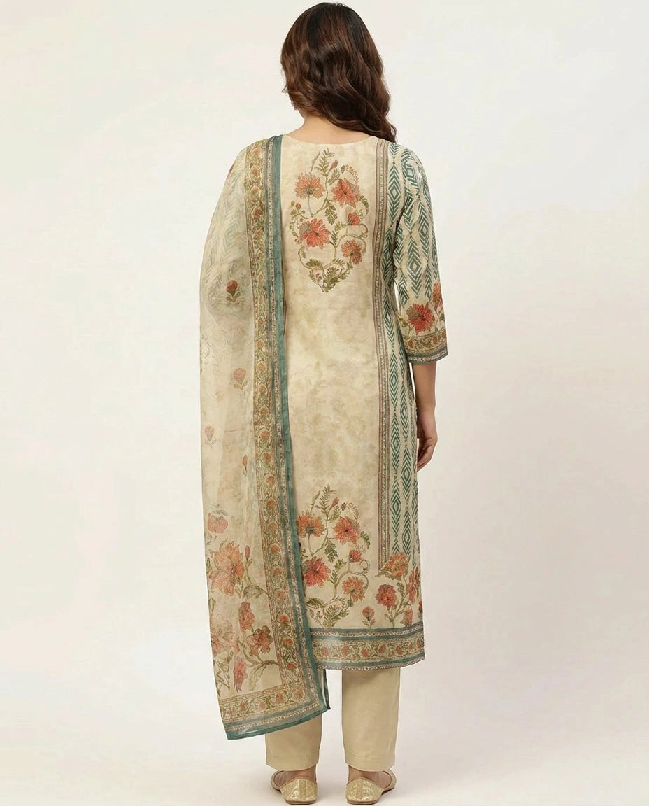 Straight-Cut Tissue Straight Suit for Women - Festive Wear