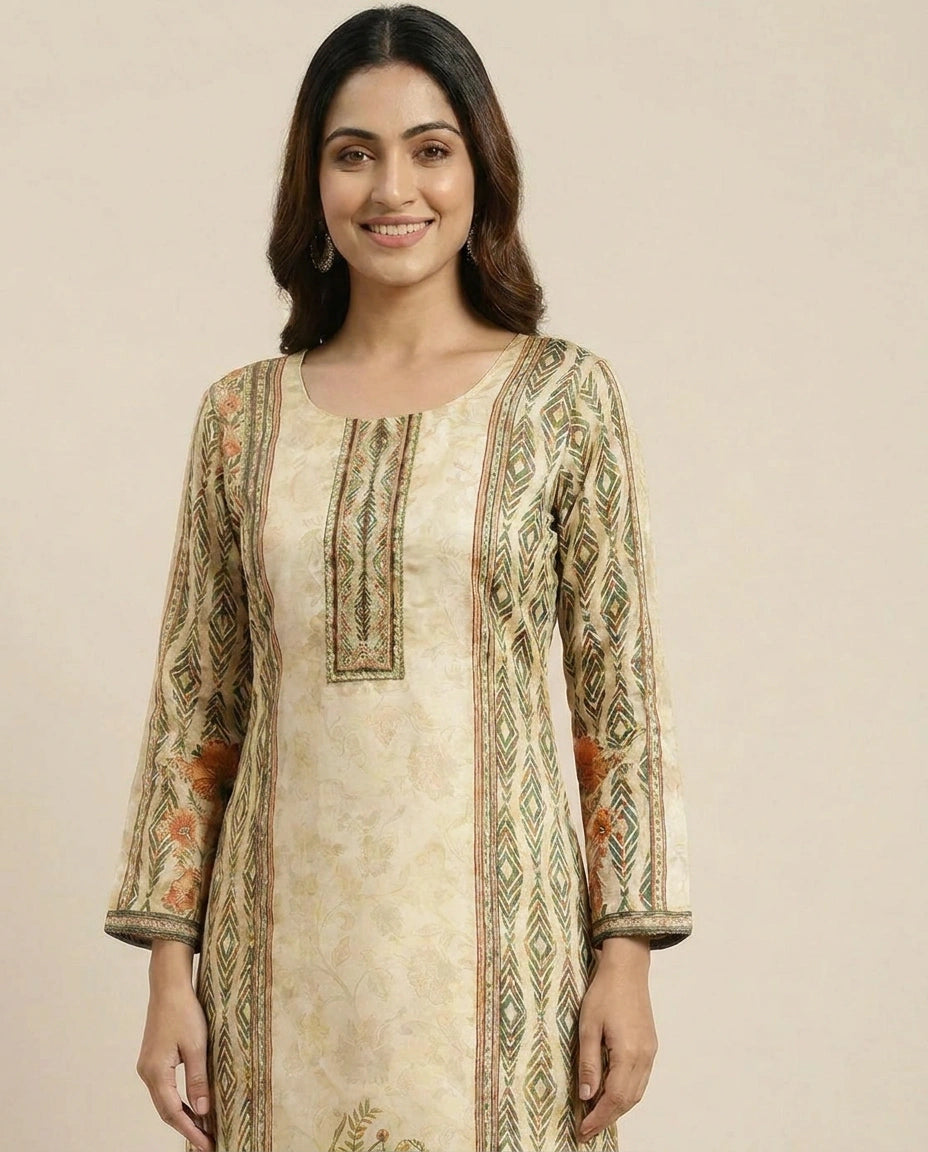 Straight-Cut Tissue Straight Suit for Women - Festive Wear