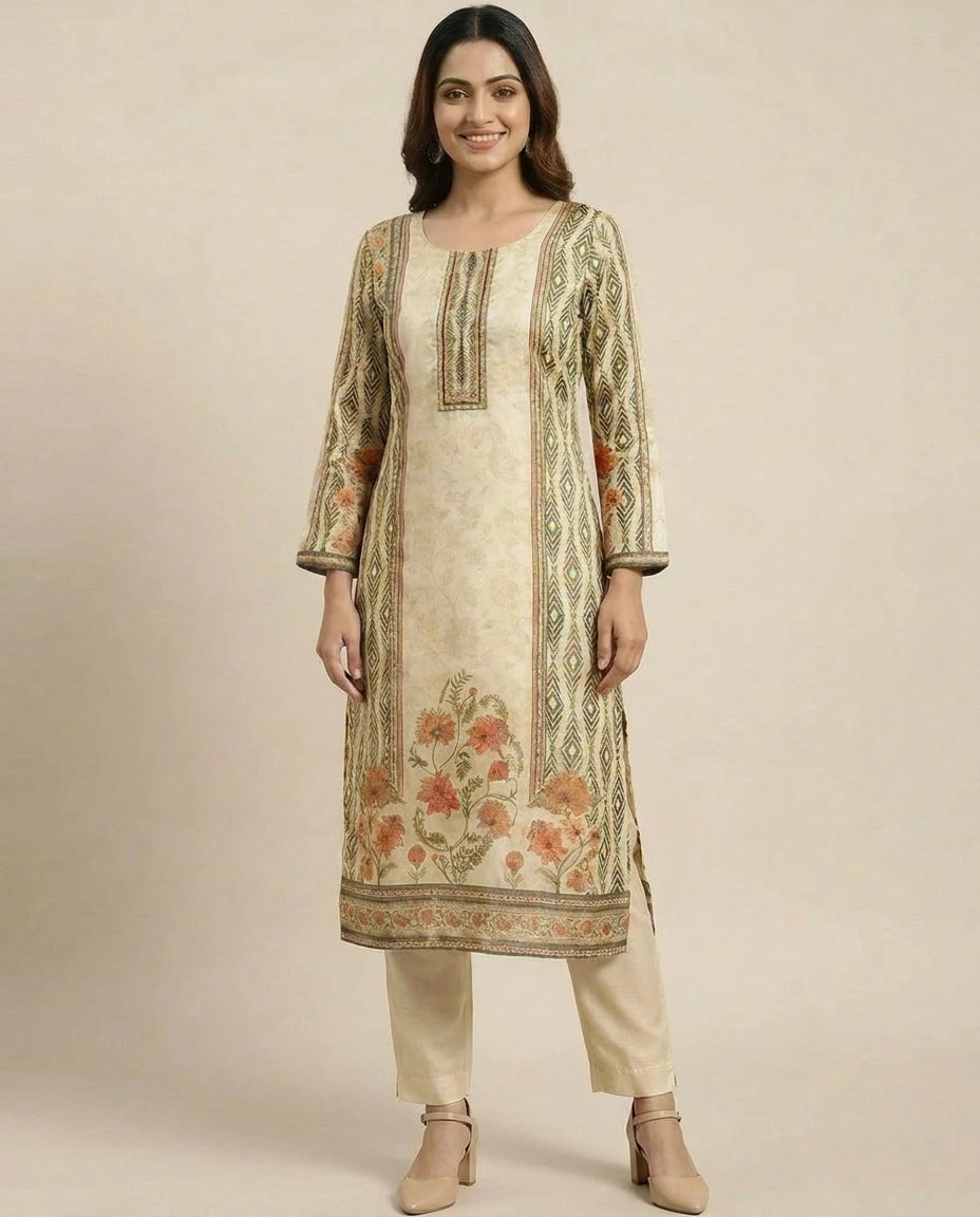 Straight-Cut Tissue Straight Suit for Women - Festive Wear