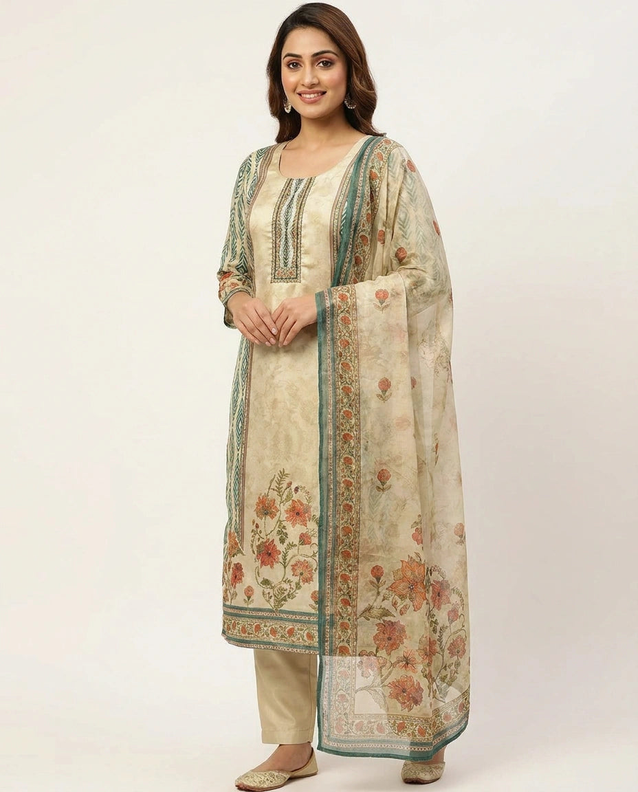 Straight-Cut Tissue Straight Suit for Women - Festive Wear