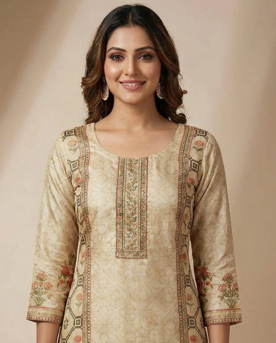 Straight Suit in Soft Tissue for Women - Festive Wear