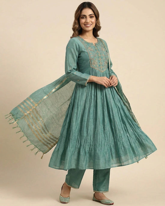 Mul Chanderi A-Line Suit