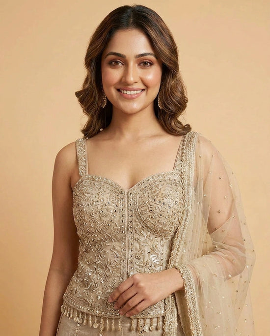 Tissue Choli Palazzo Set with Sequin Work Co-ord Set Online India - Rangoli India
