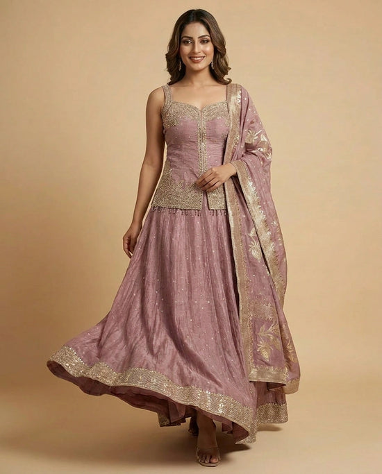 Crush Tissue Peplum Lehenga for Women - Wedding Wear