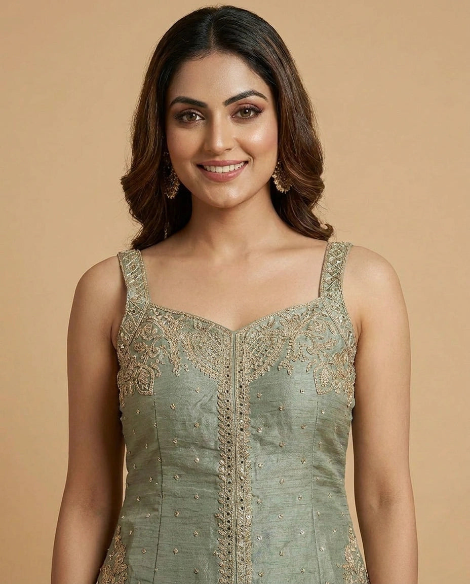 Crush Tissue Peplum Lehenga for Women - Wedding Wear