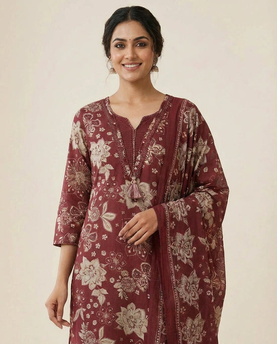 Straight-Cut Cotton Straight Suit for Women - Daily Wear
