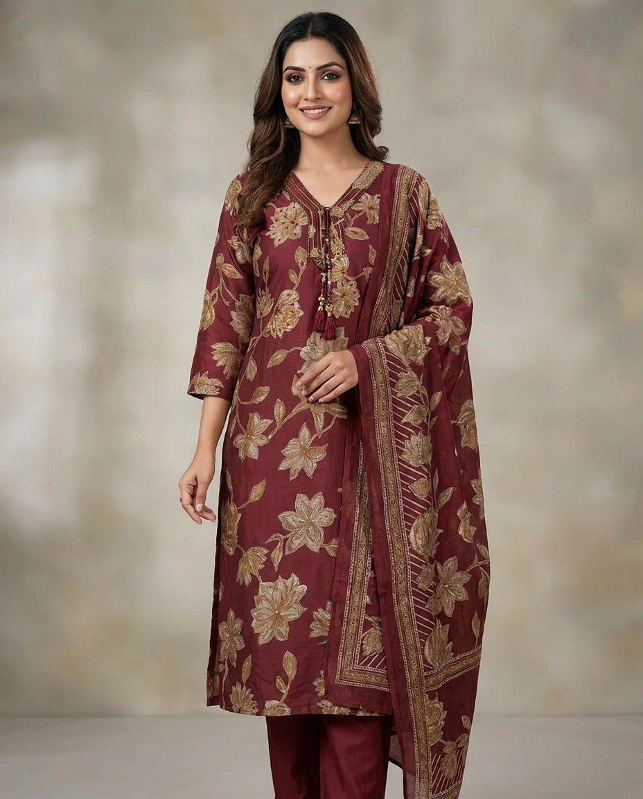 Straight Suit in Soft Cotton for Women - Daily Wear