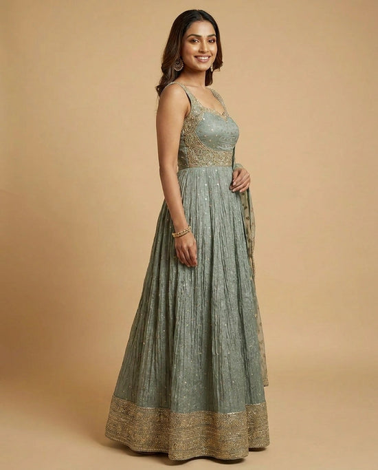 Tissue Anarkali Gown for Women - Festive Wear - Rangoli India