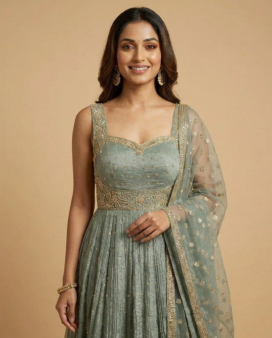 Tissue Anarkali Gown for Women - Festive Wear - Rangoli India