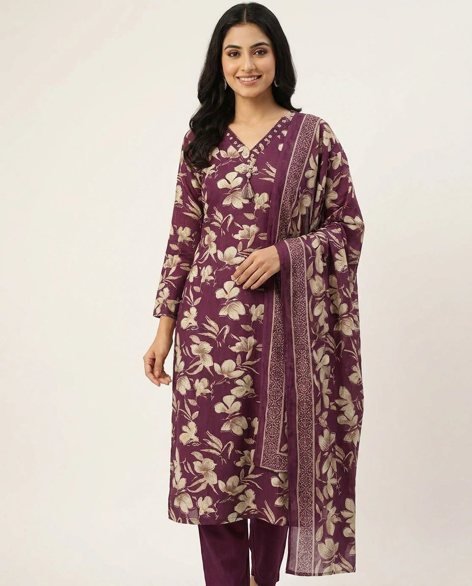 Everyday Cotton Straight Suit for Women - Daily Wear