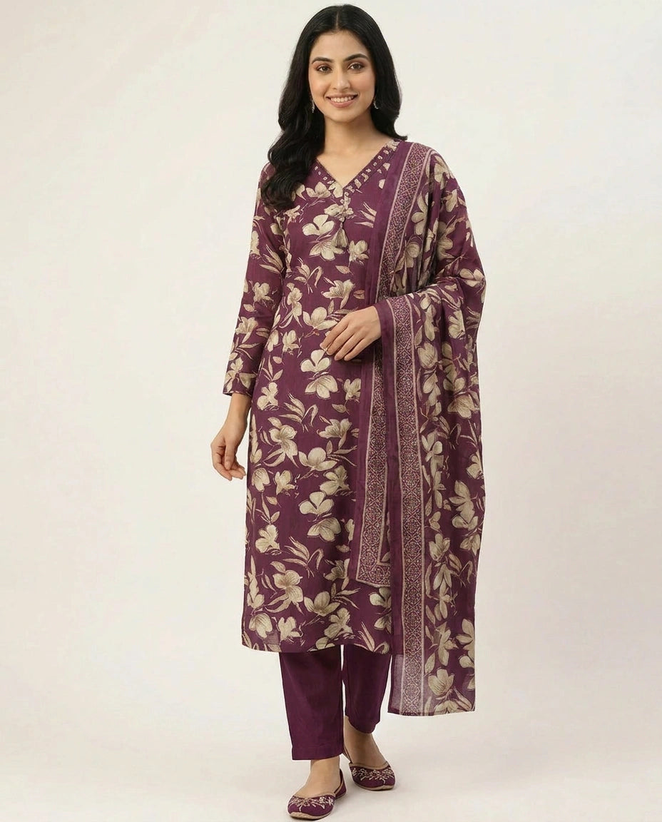 Everyday Cotton Straight Suit for Women - Daily Wear