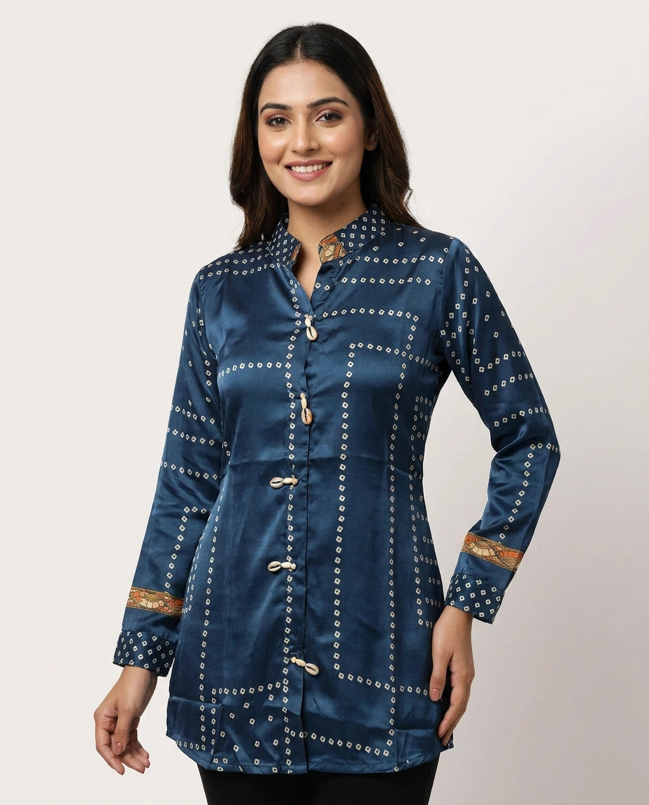 Printed Chinon Kurti Short - Rangoli India