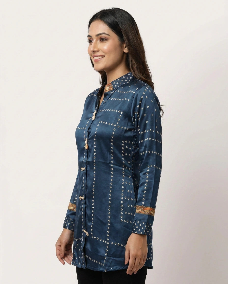 Printed Chinon Kurti Short - Rangoli India