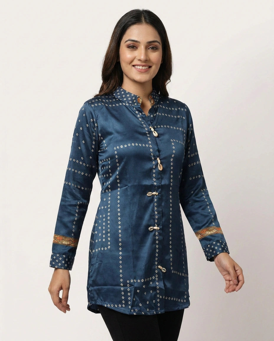 Printed Chinon Kurti Short - Rangoli India