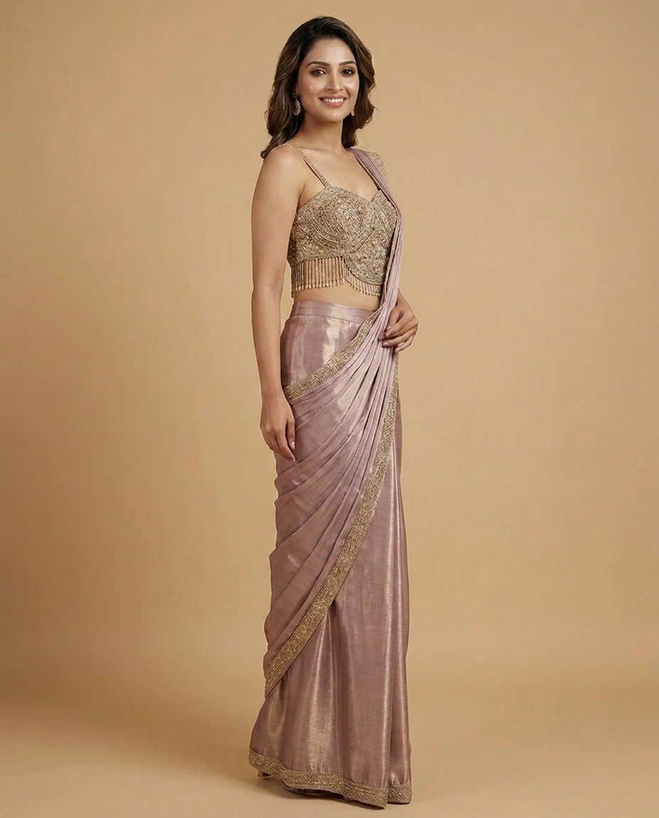 Art Silk Designer Saree with Zari Woven Floral Motifs for Women - Rangoli India