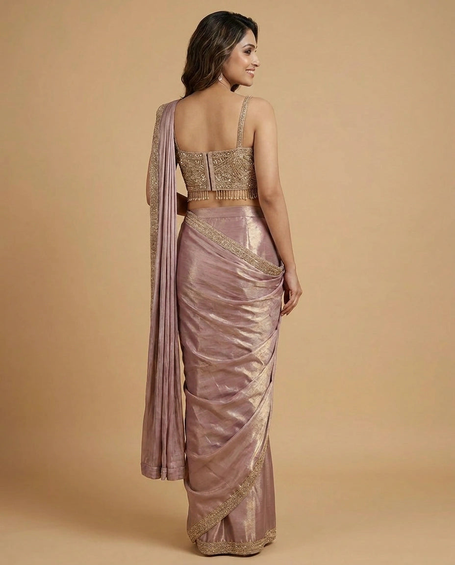 Art Silk Designer Saree with Zari Woven Floral Motifs for Women - Rangoli India