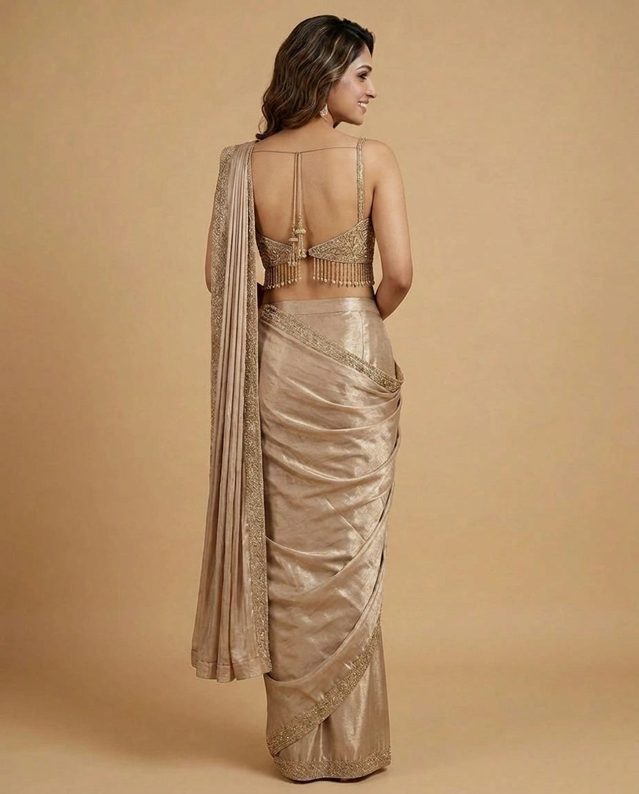 Art Silk Designer Saree with Zari Woven Floral Motifs for Women - Rangoli India