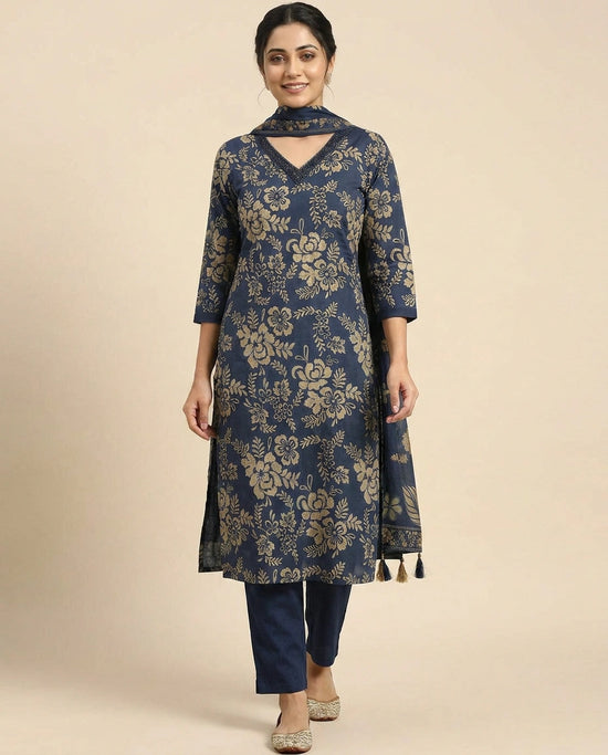 Printed Cotton Straight Suit - Rangoli India
