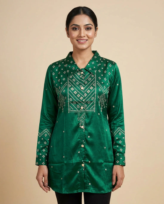 Printed Kurti Short in Chinon - Rangoli India