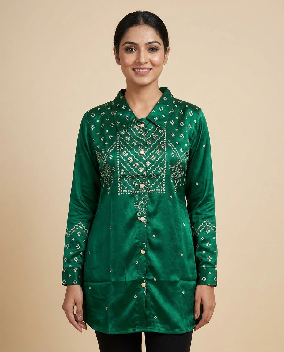Printed Kurti Short in Chinon - Rangoli India