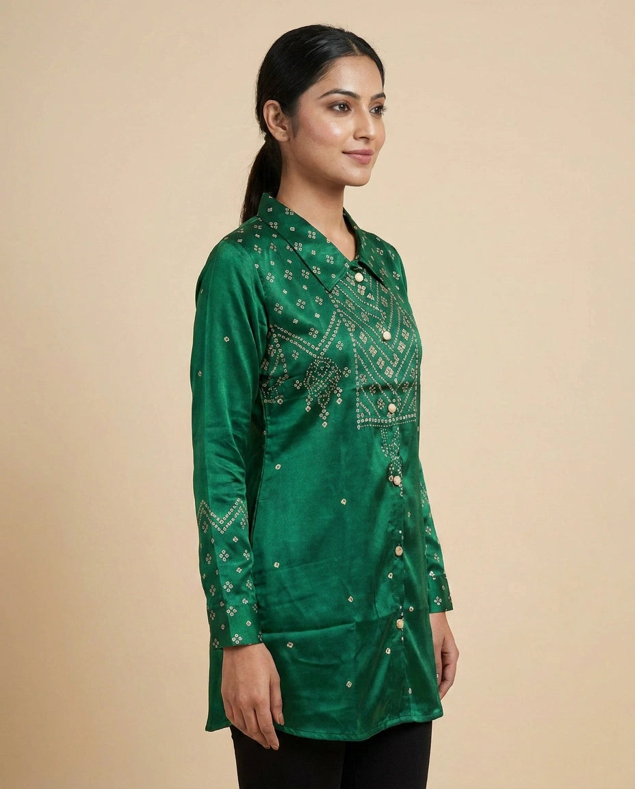 Printed Kurti Short in Chinon - Rangoli India