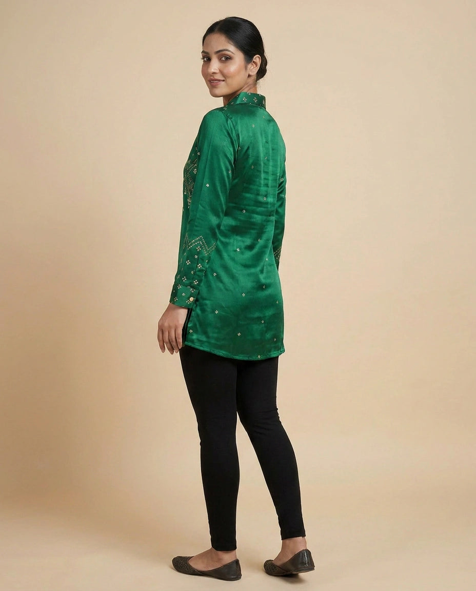 Printed Kurti Short in Chinon - Rangoli India