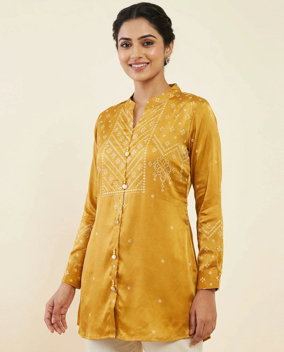 Printed Kurti Short in Chinon - Rangoli India