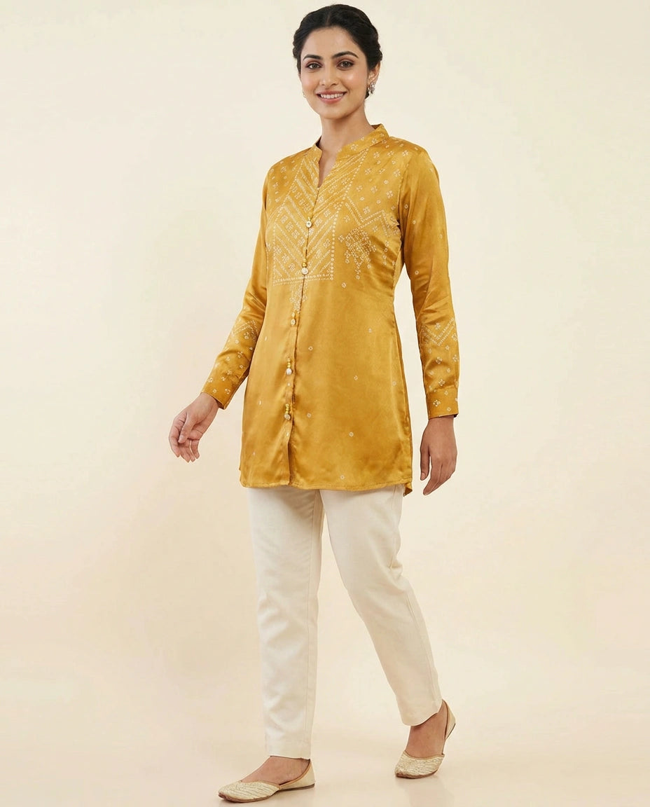 Printed Kurti Short in Chinon - Rangoli India