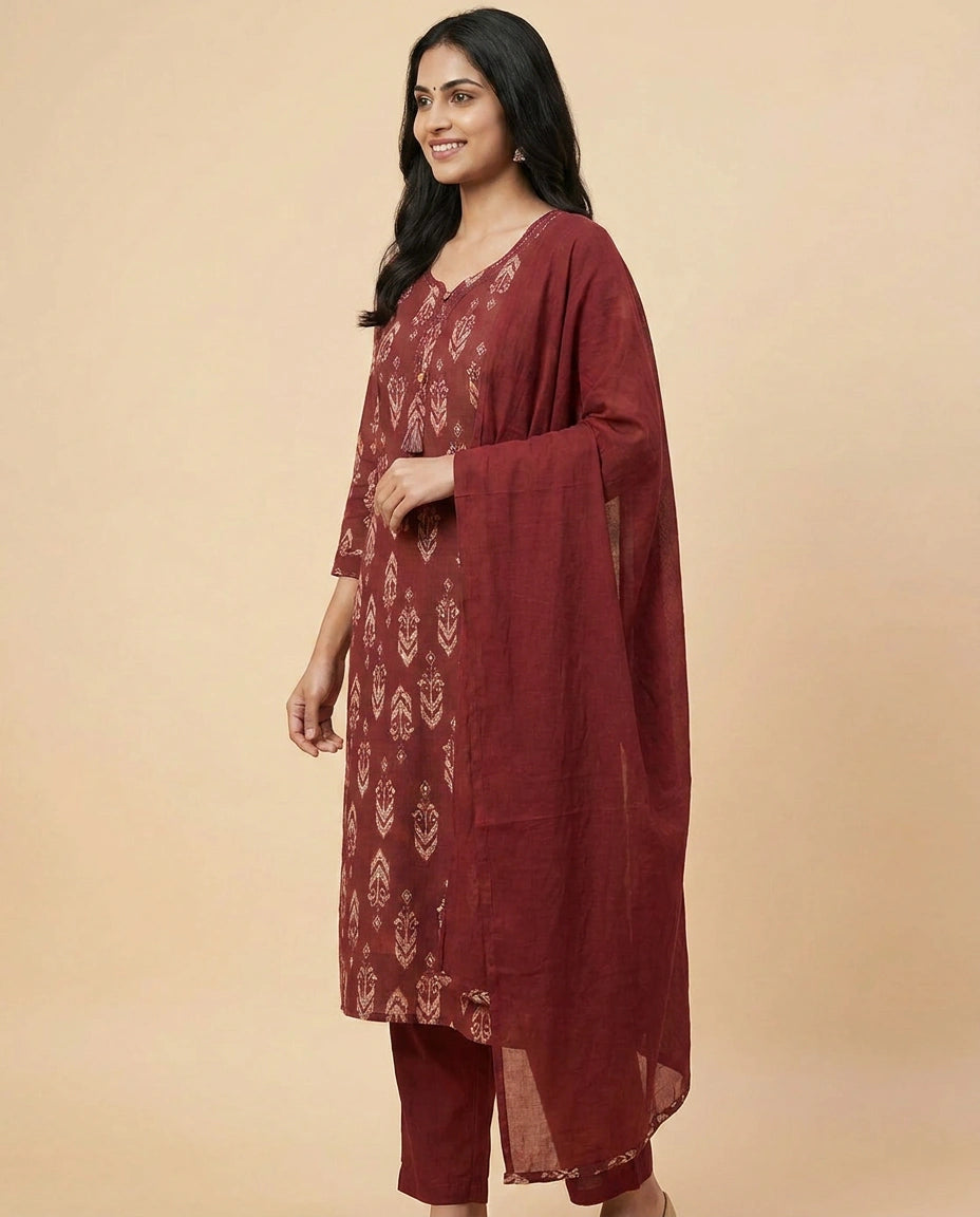 Straight Suit in Cotton With Printed - Rangoli India