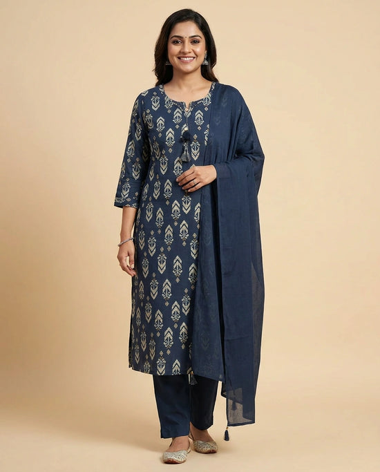 Straight Suit in Cotton With Printed - Rangoli India