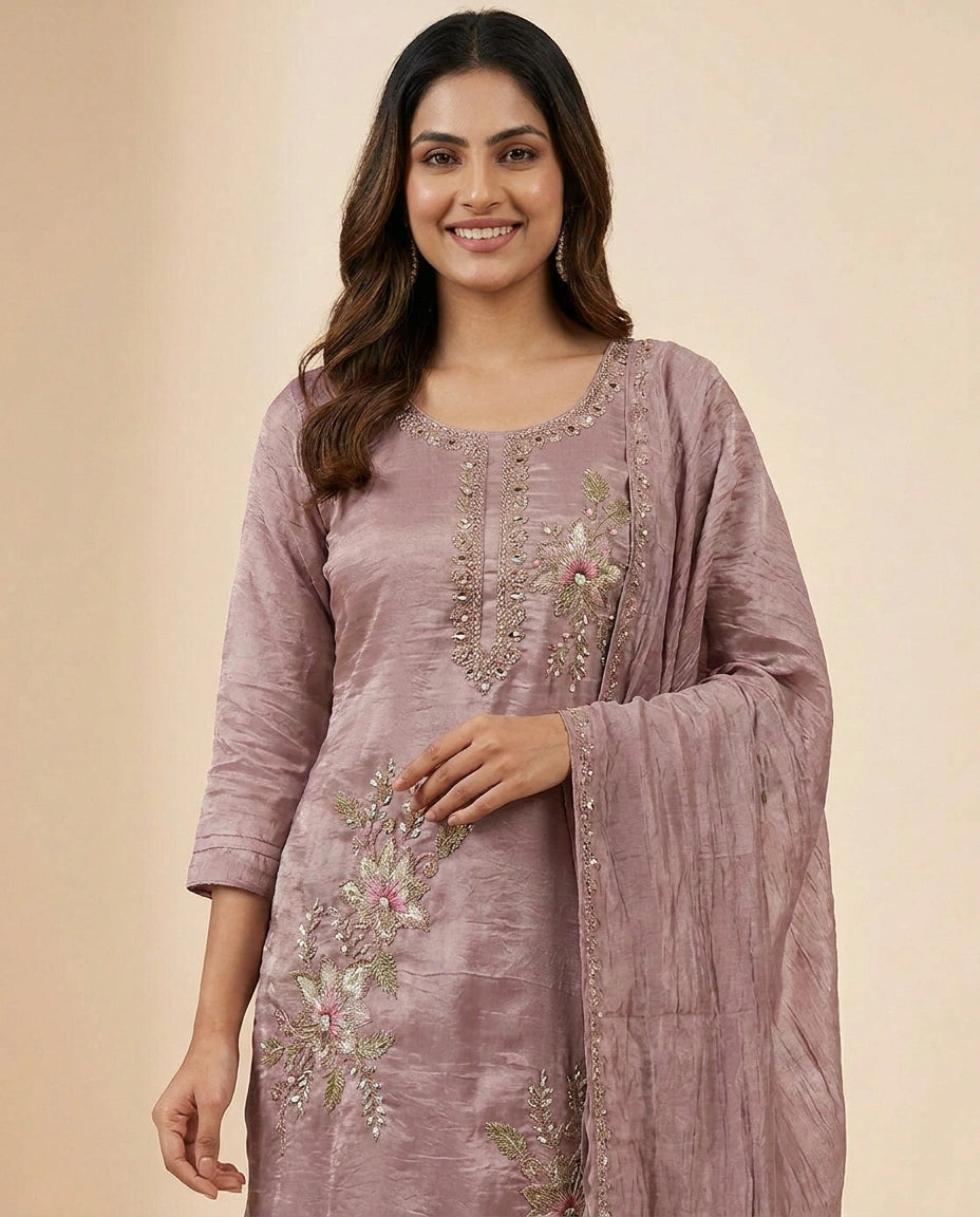 Crush Tissue Straight Suit - Rangoli India