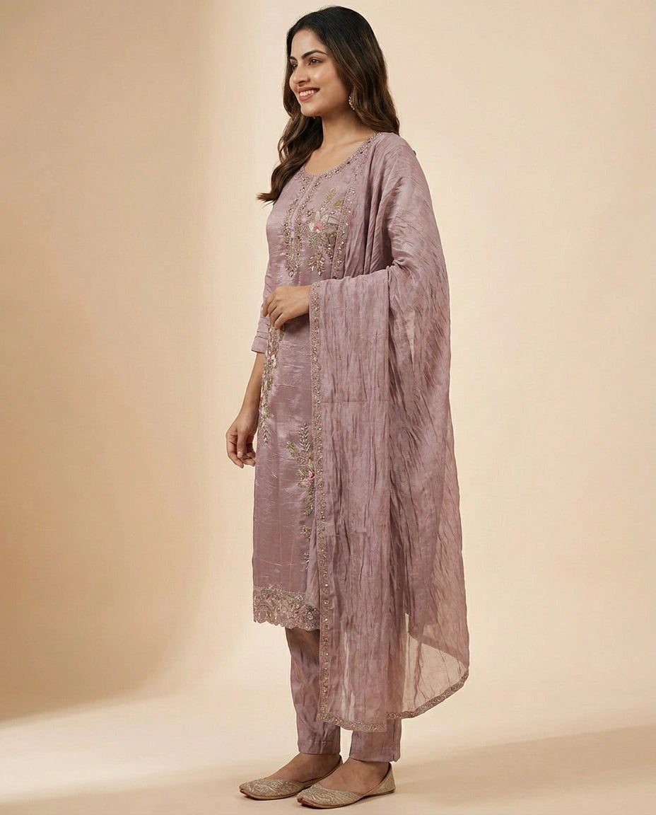 Crush Tissue Straight Suit - Rangoli India