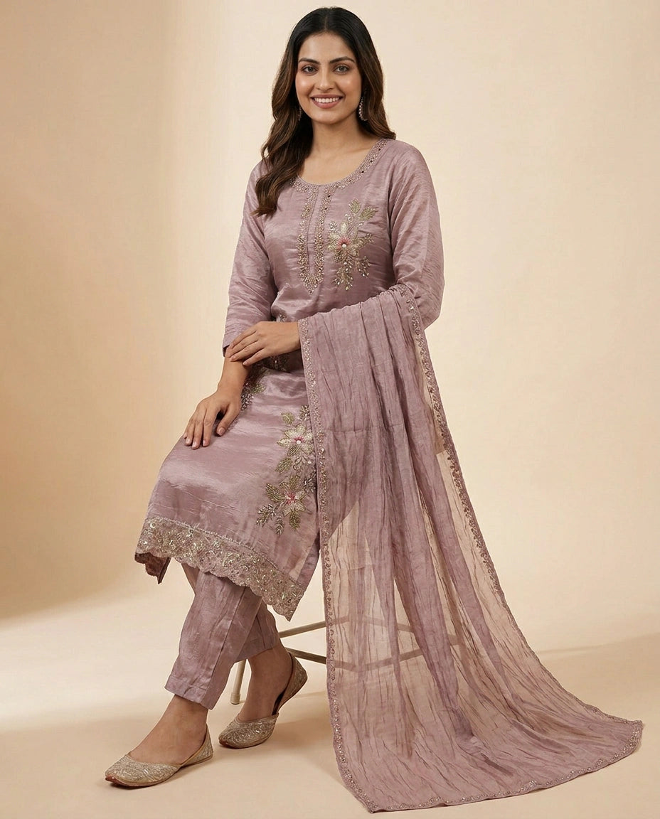 Crush Tissue Straight Suit - Rangoli India