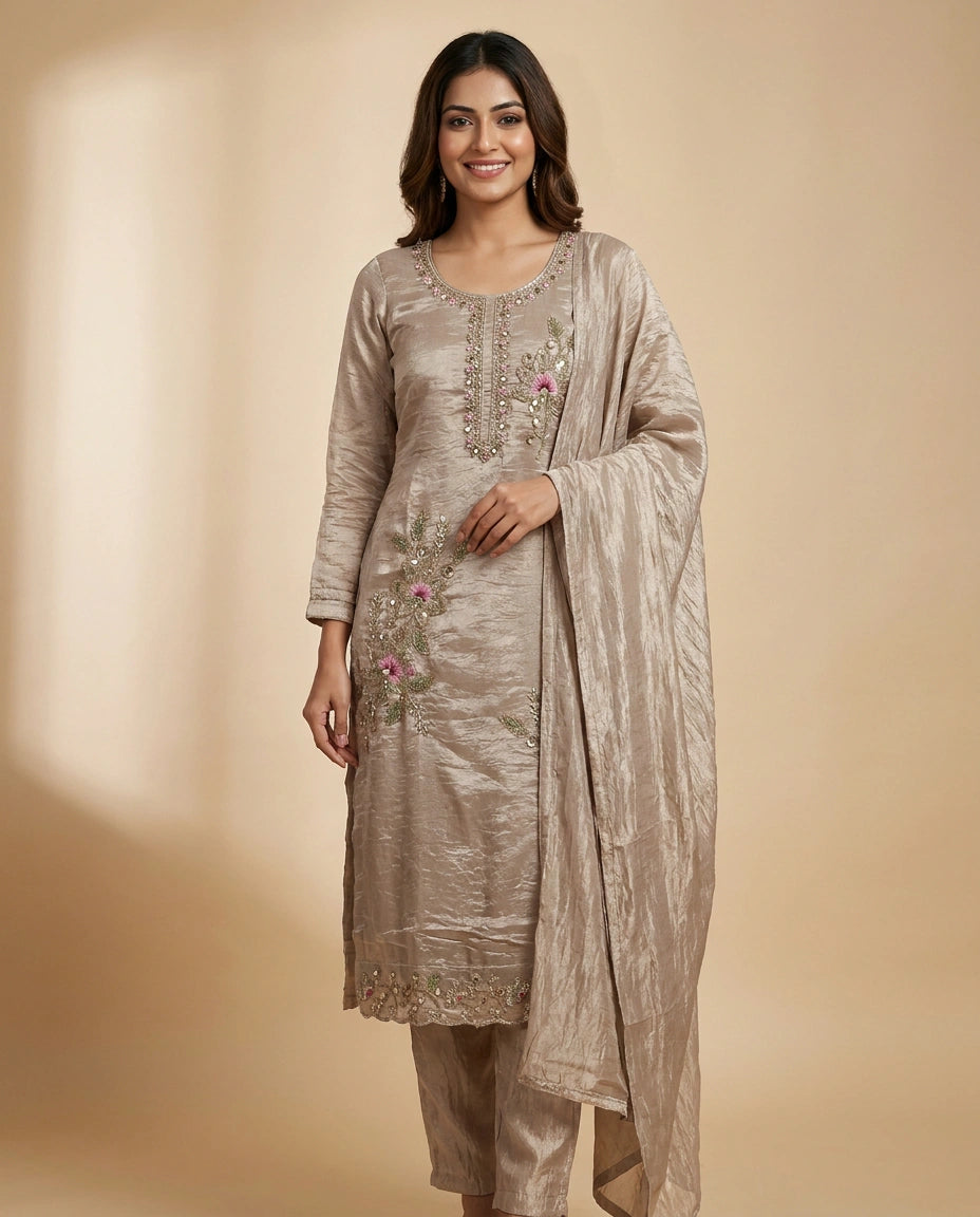 Crush Tissue Straight Suit - Rangoli India
