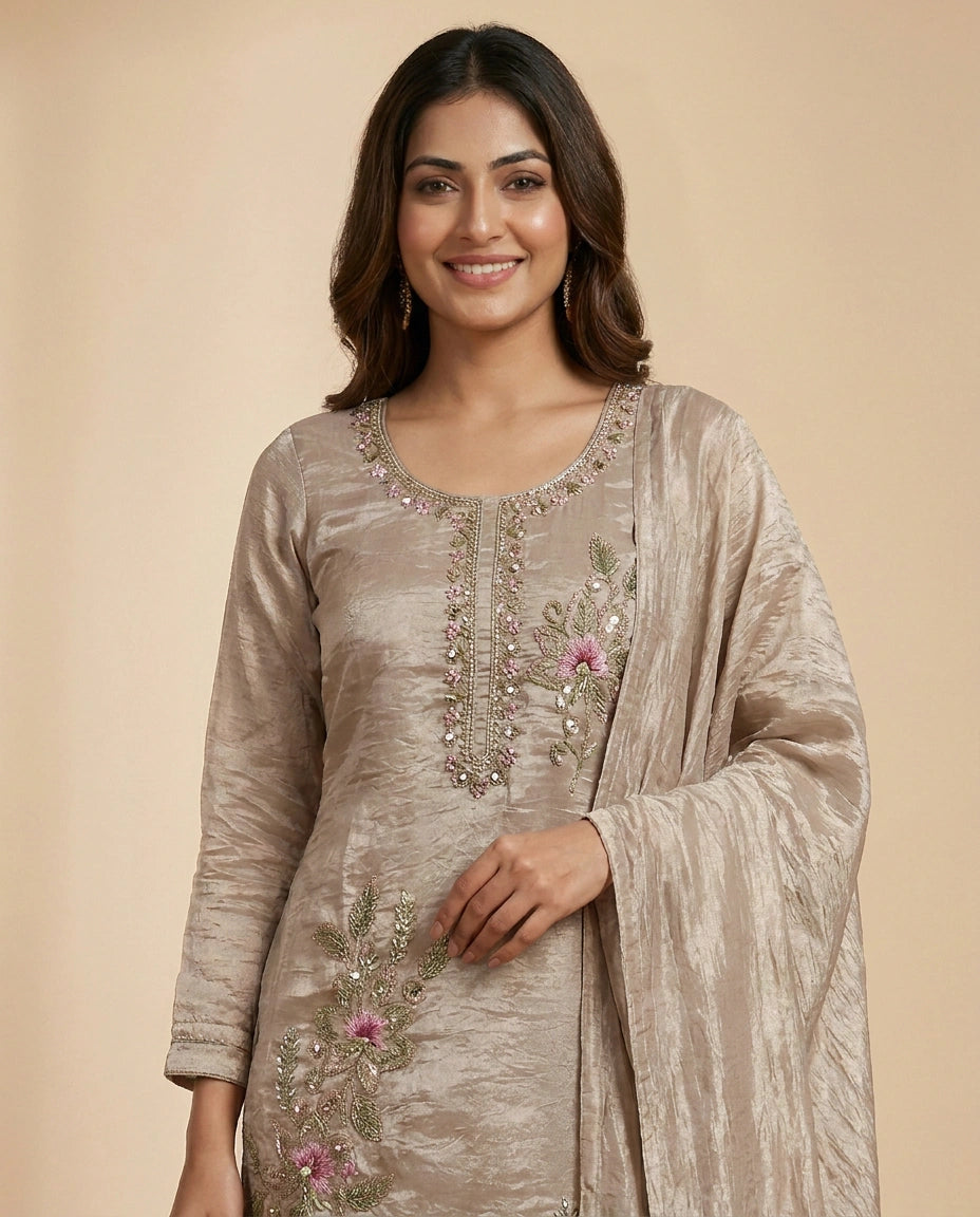 Crush Tissue Straight Suit - Rangoli India