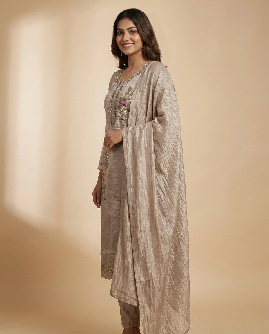 Crush Tissue Straight Suit - Rangoli India