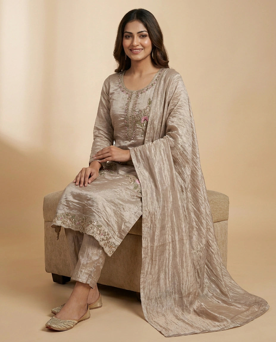 Crush Tissue Straight Suit - Rangoli India