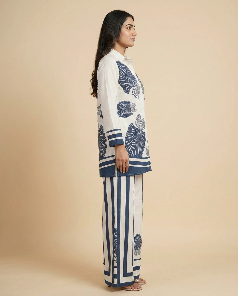 Cotton Co-ord Set with Geometric Border - Rangoli India