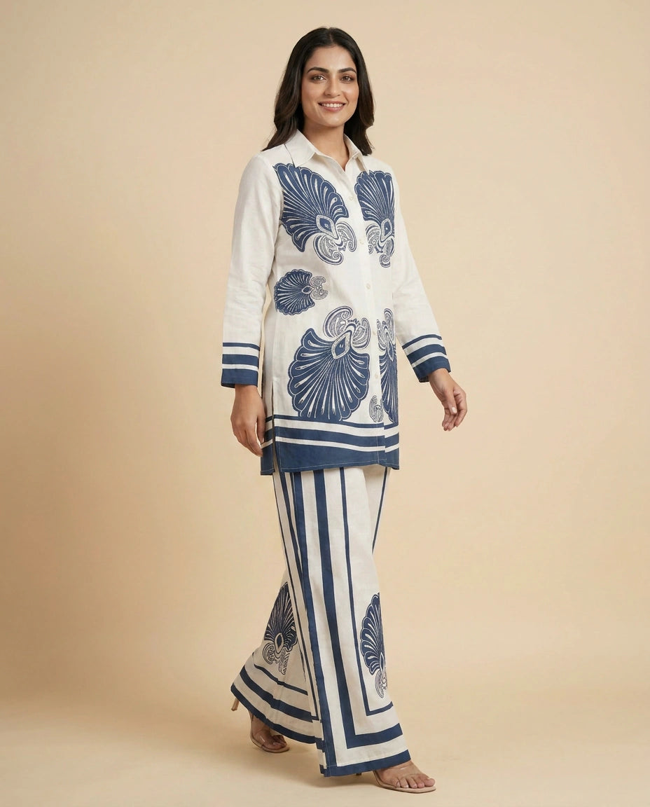 Cotton Co-ord Set with Geometric Border - Rangoli India