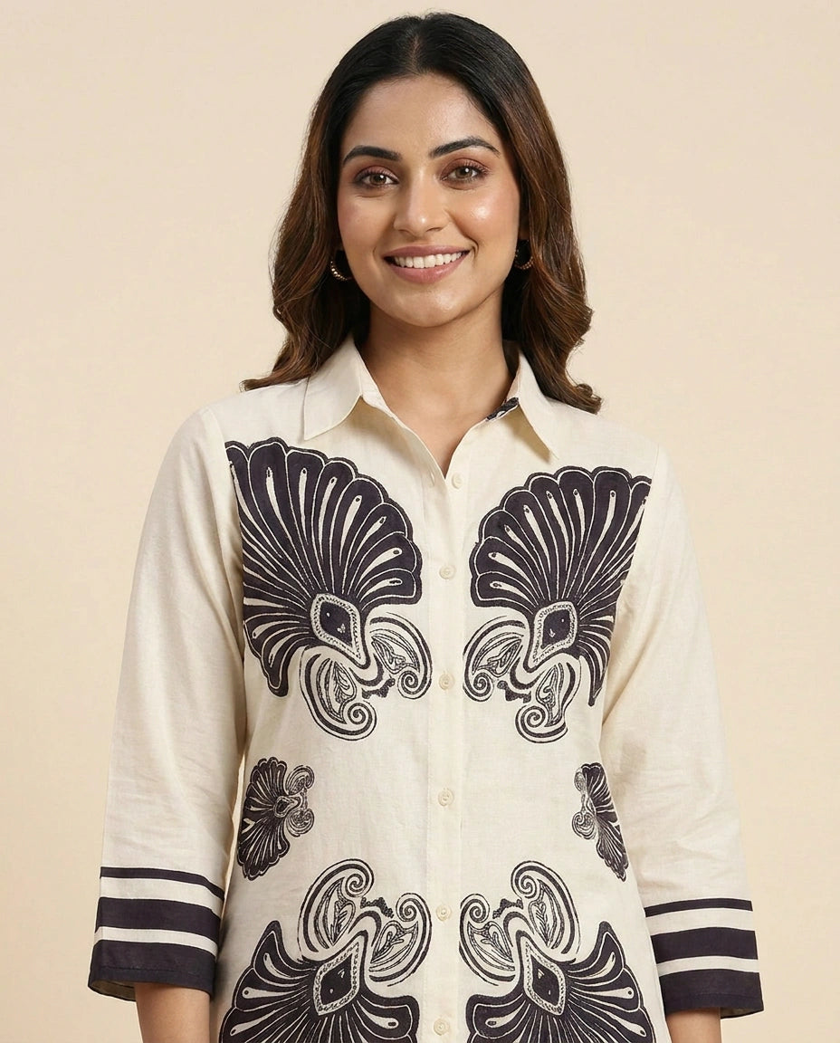 Cotton Co-ord Set with Geometric Border - Rangoli India
