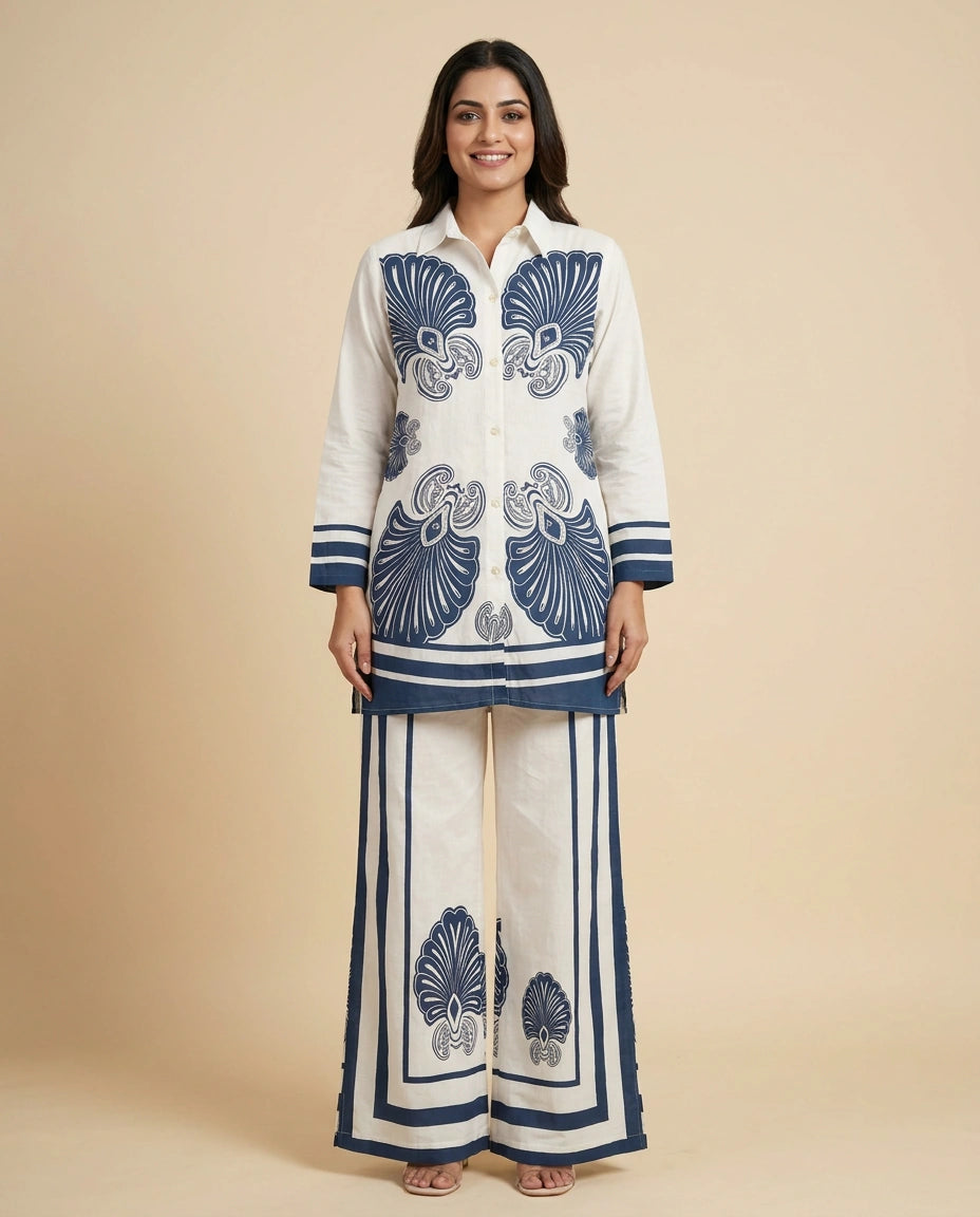 Cotton Co-ord Set with Geometric Border - Rangoli India