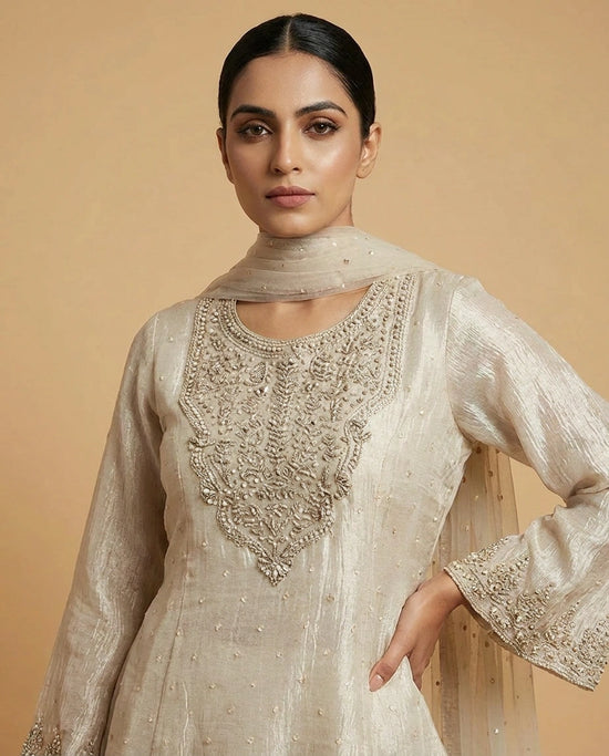 Crush Tissue Sharara Suit with Flared Sharara view 2