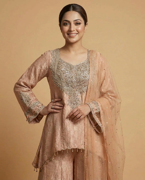 Jacket Choli Co-ord Set Set in Tissue - Rangoli India