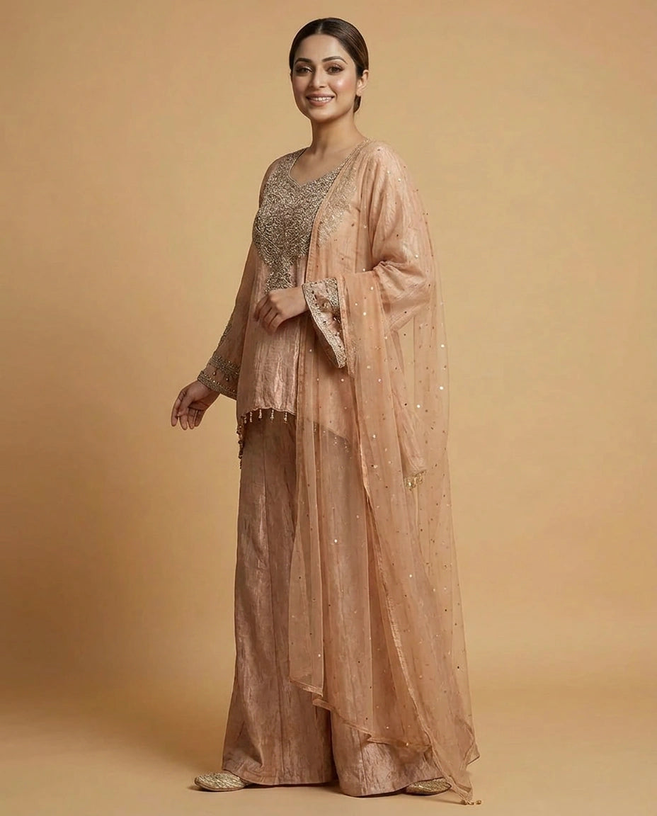 Jacket Choli Co-ord Set Set in Tissue - Rangoli India