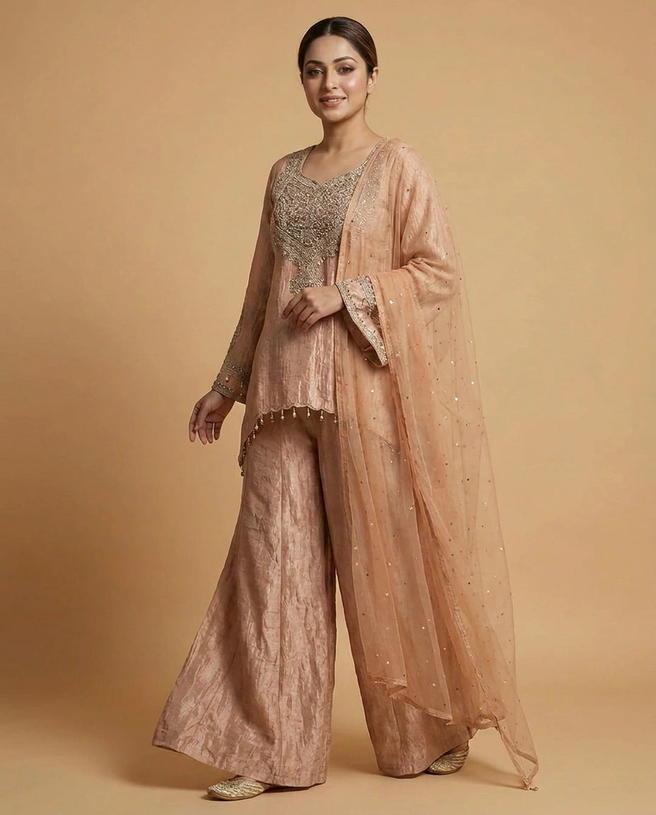 Jacket Choli Co-ord Set Set in Tissue - Rangoli India